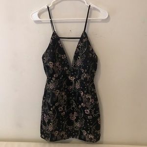LF Black Satin Patterned Dress